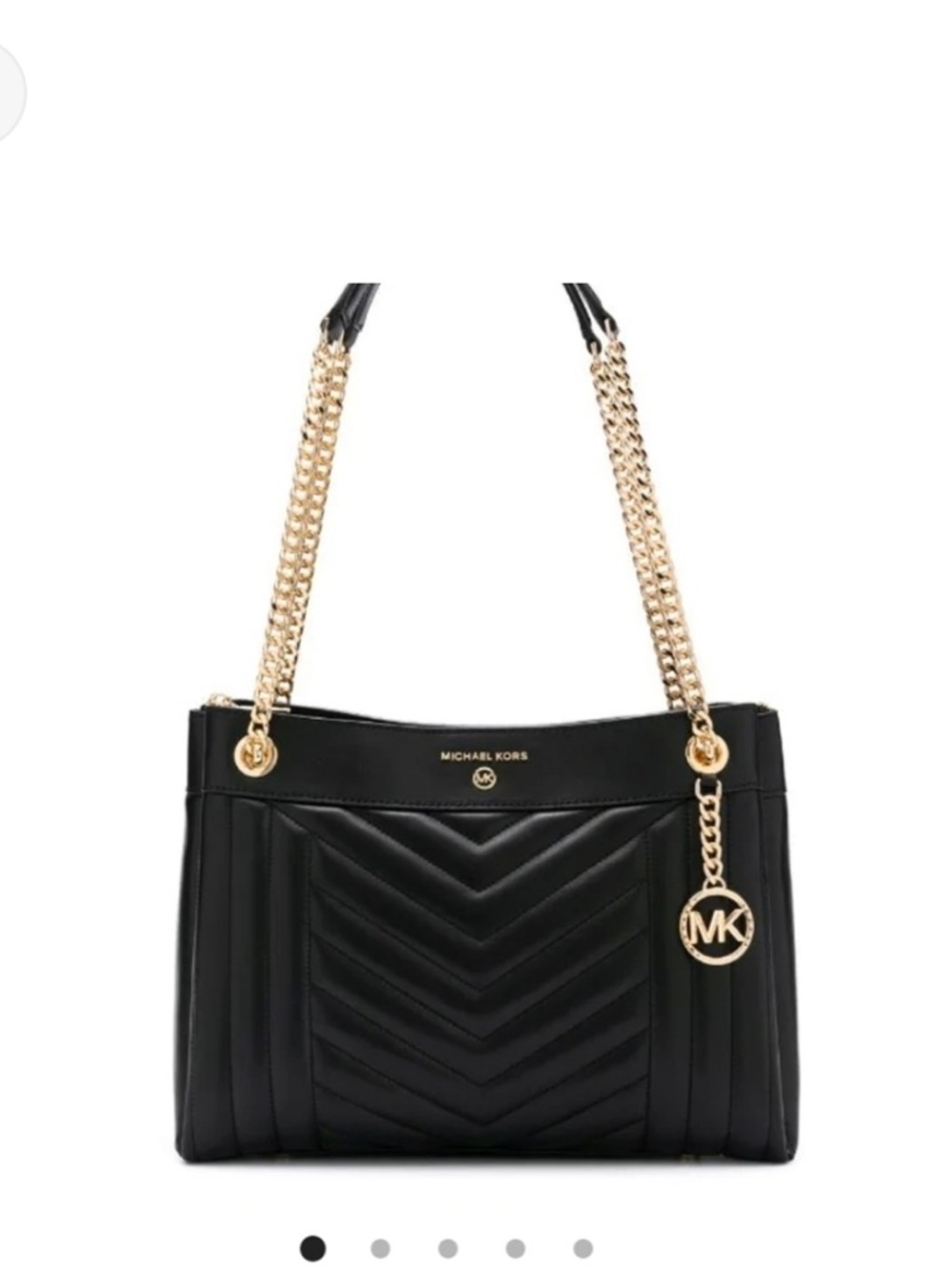 Michael Kors Susan Black Quilted Shoulder Bag with Gold Chain Detail MICHAEL - Picture 2 of 8